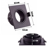 Dimensiones del spot empotrable cuadrado LEA Black: placa de 9.5 cm y cuerpo de 7 cm