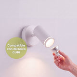Instalación de dicroico en socket GU10 del spot Erika White, dicroico no incluido