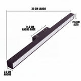 Dimensiones del spot LED magnético lineal: 30 cm de largo y 2.5 cm de alto