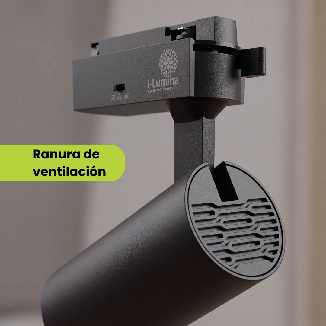 Tapa trasera con ranuras de ventilación del spot LED de riel LEXI