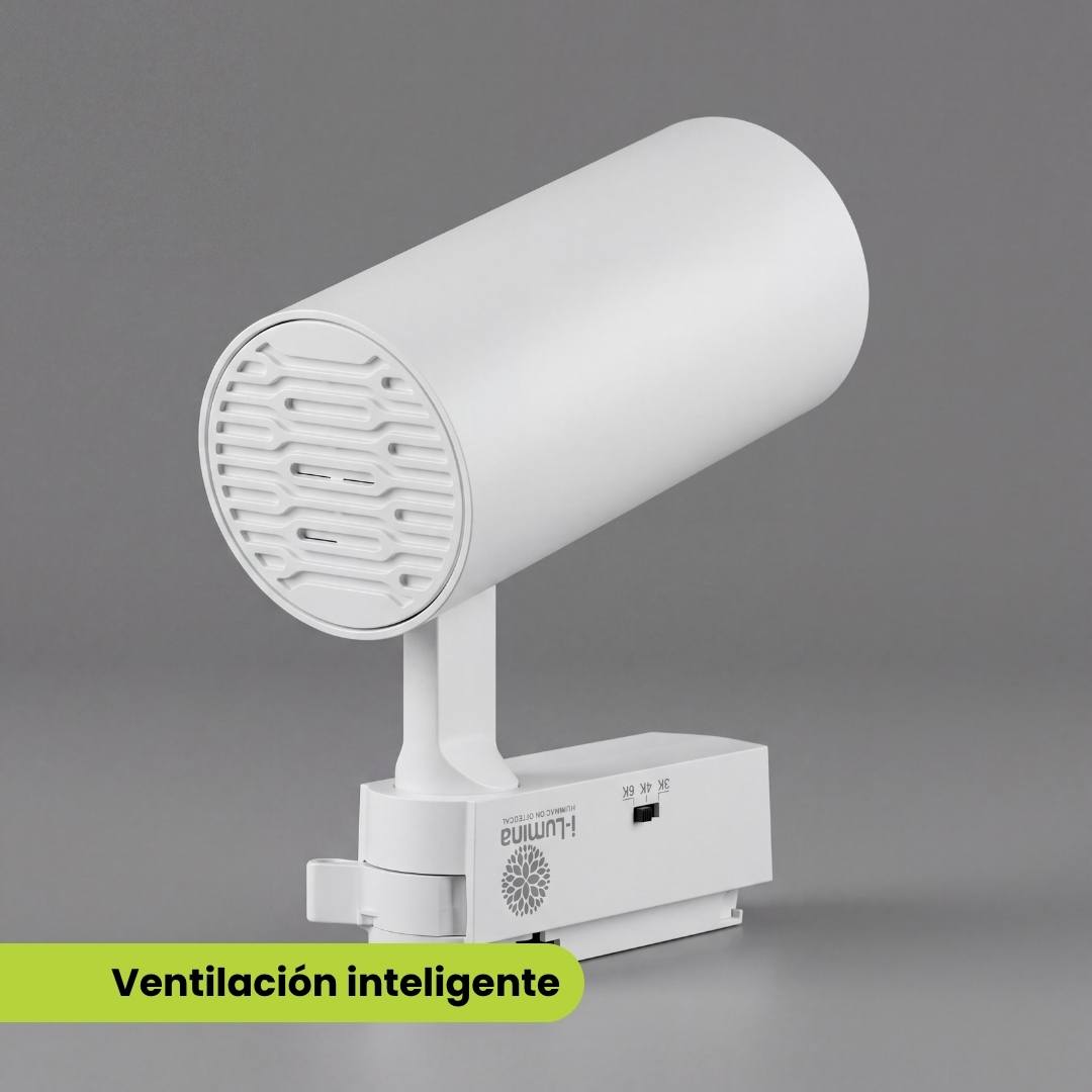 Tapa posterior con ventilación del spot LED para riel en aluminio blanco