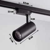 Dimensiones del spot LED para riel TRIXY Black: cabezal 13 cm x 6.1 cm
