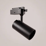 Vista lateral del spot LED para riel TRIXY Black con adaptador y logo