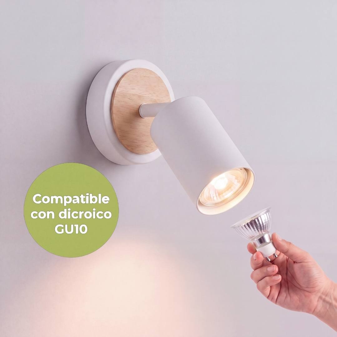 Instalación de dicroico en socket GU10 del spot Liv White, dicroico no incluido