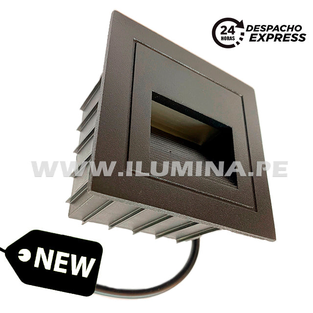 SPOT LUZ GUÍA DE PASO DE ESCALERA LED 2W ASIMETRICA NEGRO LUZ BLANCA