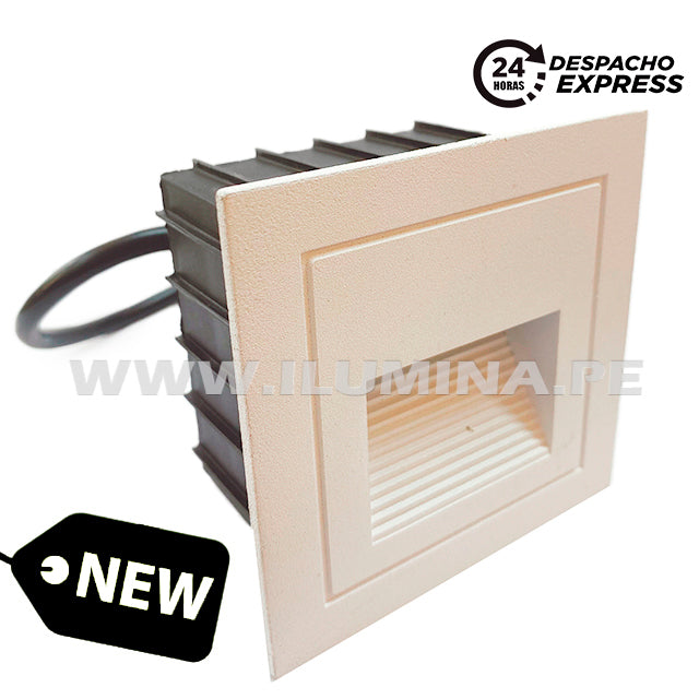 SPOT LUZ GUÍA DE PASO DE ESCALERA LED 2W ASIMETRICA BLANCO LUZ CÁLIDA