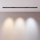 Tres spots magnéticos encendidos en luz cálida 3000K, neutra 4000K y fría 6000K