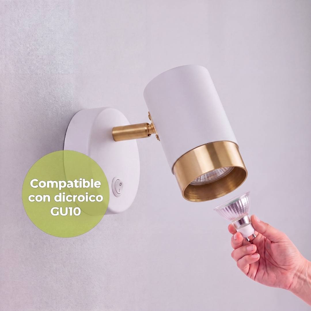 Instalación de dicroico en socket GU10 del spot Tessa White, dicroico no incluido
