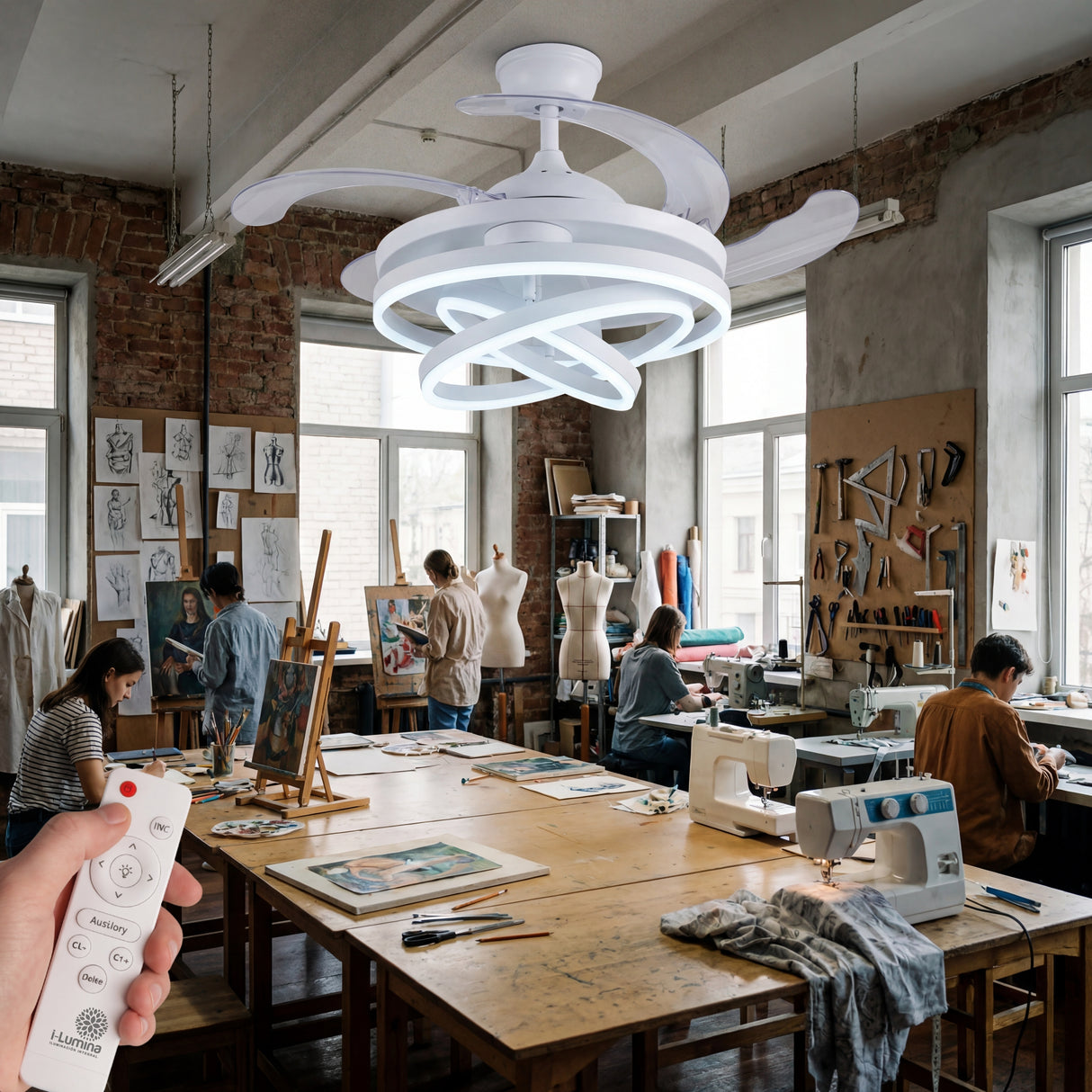 Taller de confección fresco y bien iluminado gracias a la tecnología de i-Lumina.