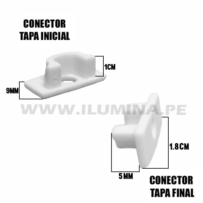 SET TAPA INICIAL + TAPA FINAL PARA PERFIL LED