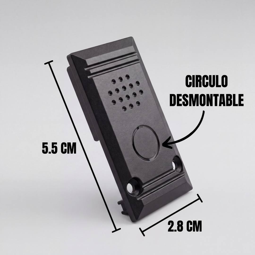 Dimensiones de la tapa para riel magnético adosable: 5.5 x 2.8 cm