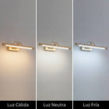 Esquema de temperaturas de color seleccionables que muestra tonos fríos, neutros y cálidos en aplique de pared.