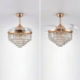 vista de ventilador de techo con aspas de acrilico abiertas y cerradas