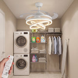 Cuarto de lavado y planchado climatizado con la lámpara ventilador retráctil blanca de i-Lumina.