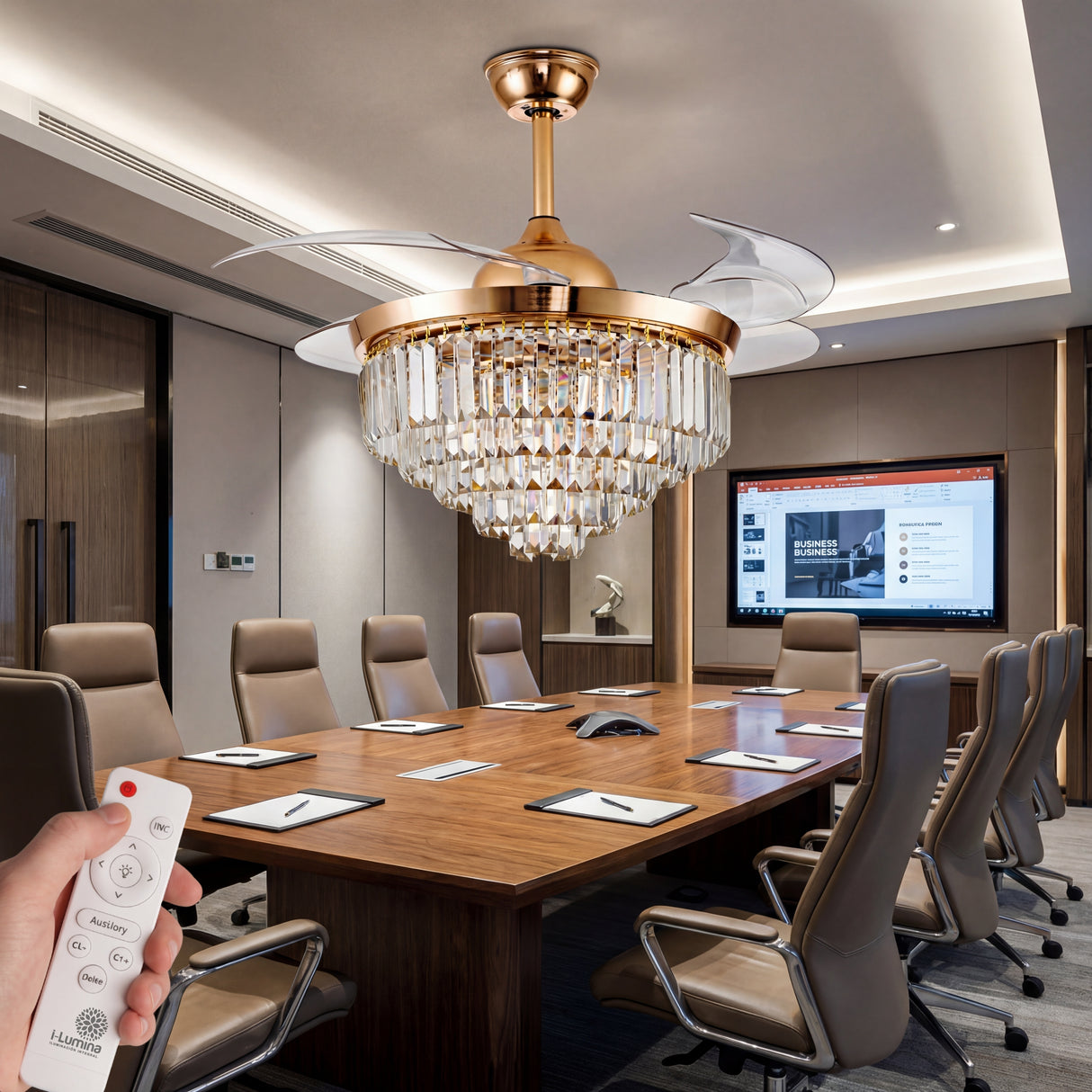 ventilador de techo de cristal para sala de juntas u oficina gerencial