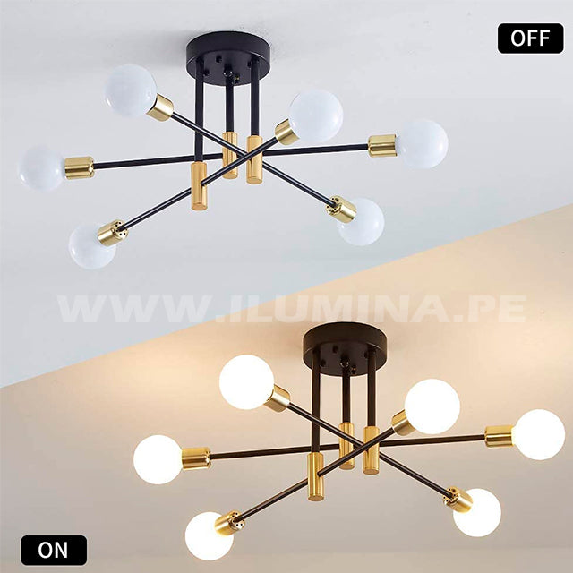LÁMPARA DE TECHO TERESA BLACK AND GOLD LED / SIN FOCO