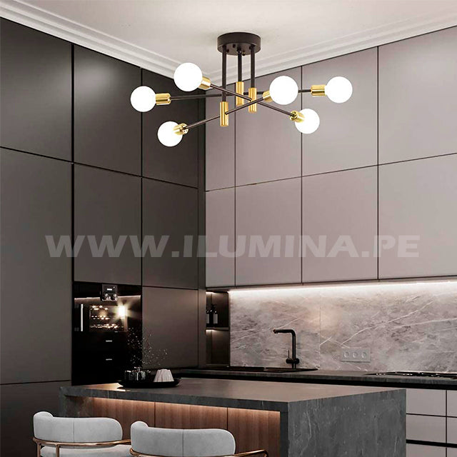LÁMPARA DE TECHO TERESA BLACK AND GOLD LED / SIN FOCO