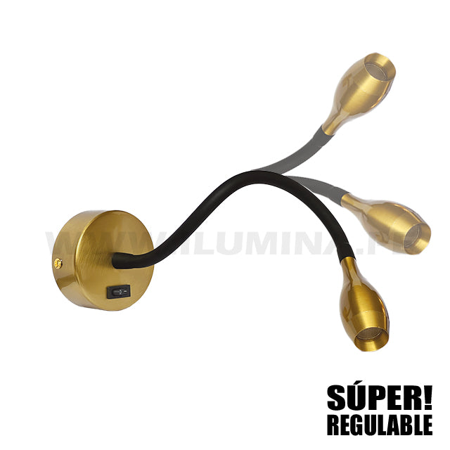 LÁMPARA DE PARED FLEXIBLE MARIA TERESA GOLD LED CON INTERRUPTOR