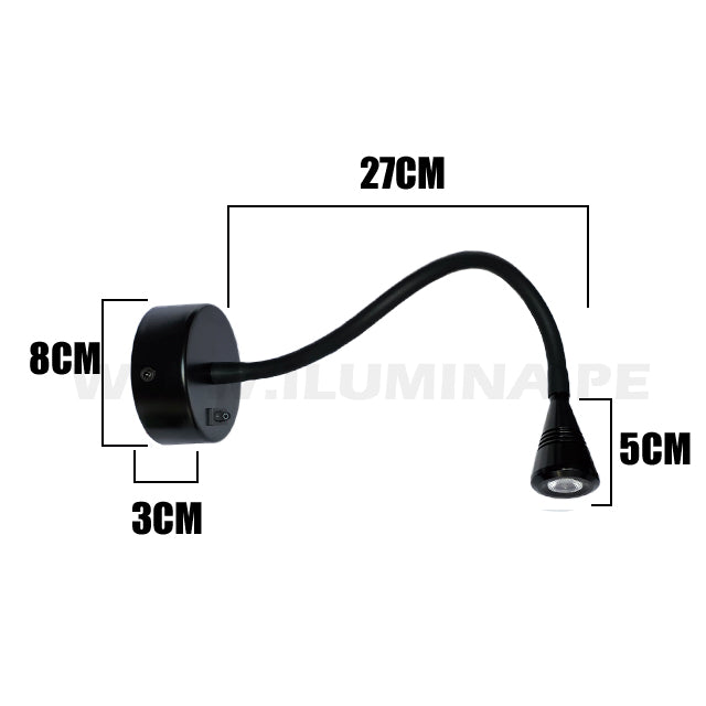 LÁMPARA DE PARED FLEXIBLE MALENA BLACK LED