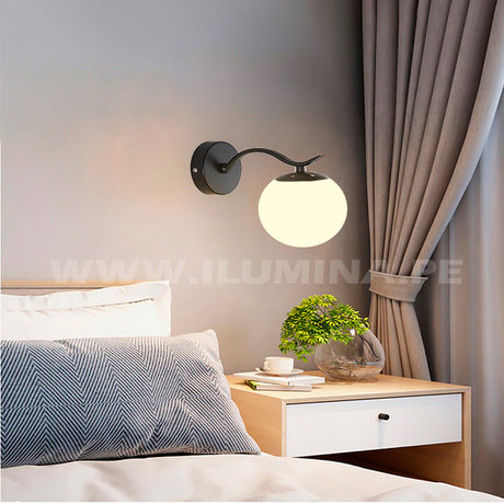 LÁMPARA DE PARED INTERIOR MURCIA BLACK LED + FOCO LED FILAMENTO G45 4W E27 TRANSPARENTE ILUMINA