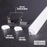 PERFIL ESQUINERO DE ALUMINIO 2.00MTS ADOSABLE PARA CINTA LED