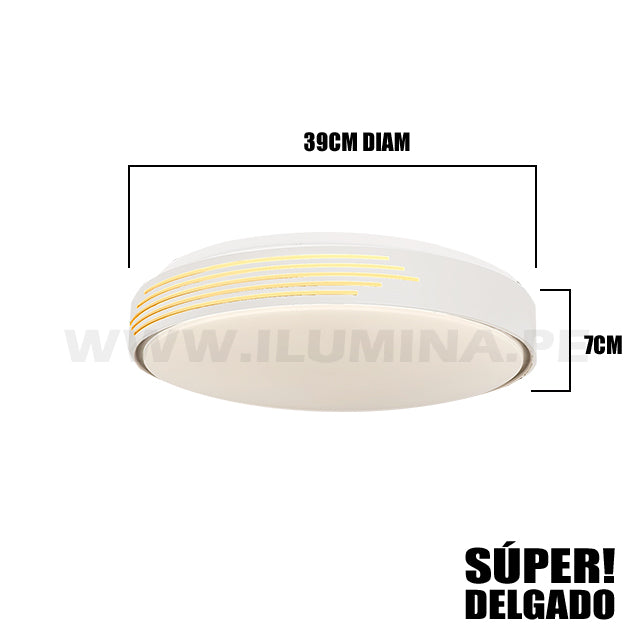 LÁMPARA DE TECHO MELINA LED WHITE AND GOLD 30W + CONTROL REMOTO