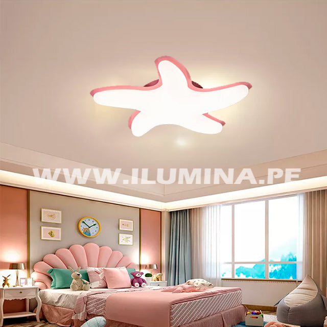 LÁMPARA DE TECHO INFANTIL STAR PINK LED + CONTROL REMOTO