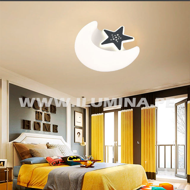 Lámpara techo habitación infantil con lunas y estrellas AQUÍ