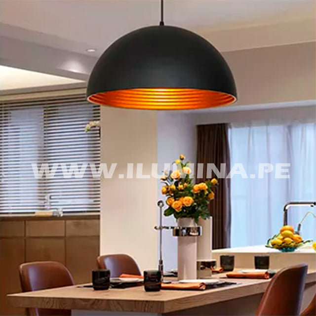LÁMPARA COLGANTE CAMPANA DE ALUMINO ABIGAIL BLACK / SIN FOCO