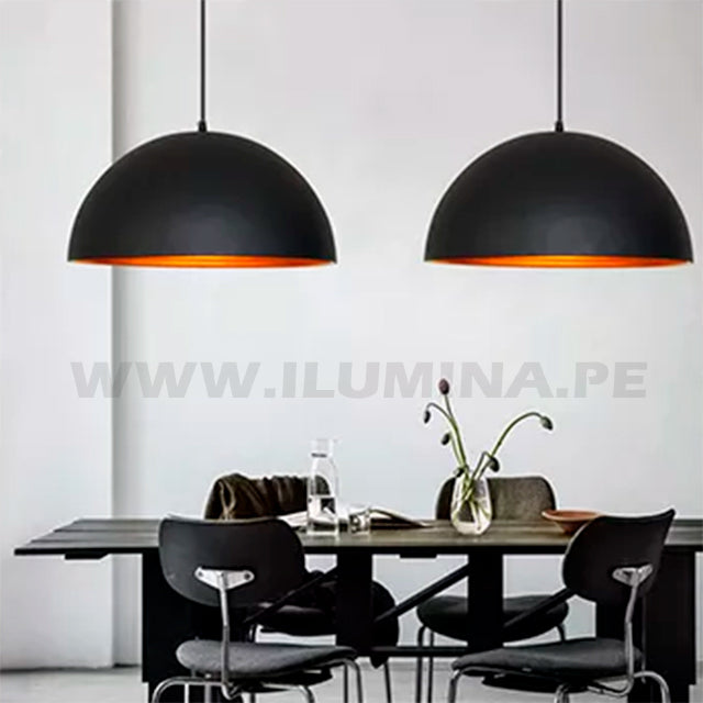 LÁMPARA COLGANTE CAMPANA DE ALUMINO ABIGAIL BLACK / SIN FOCO