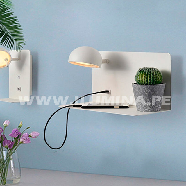 LÁMPARA DE PARED INTERIOR XIMENA LED + USB