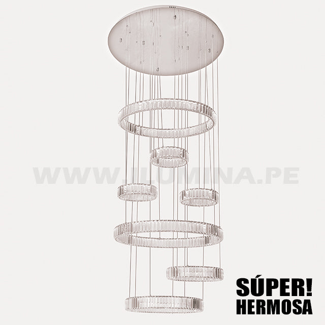 LÁMPARA COLGANTE PREMIUM MANHATTAN SILVER LED + CONTROL REMOTO