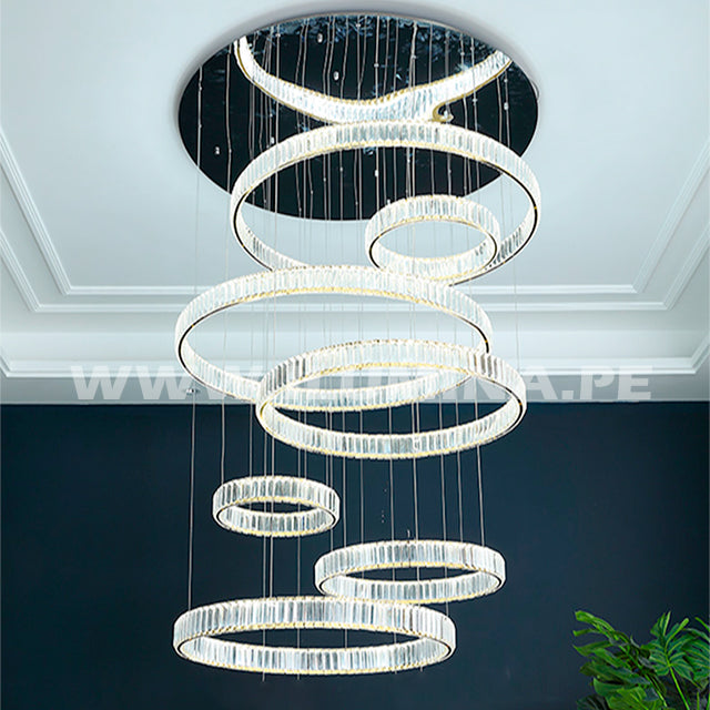 LÁMPARA COLGANTE PREMIUM MANHATTAN SILVER LED + CONTROL REMOTO