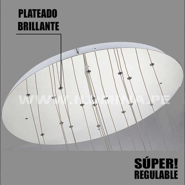 LÁMPARA COLGANTE PREMIUM MANHATTAN SILVER LED + CONTROL REMOTO