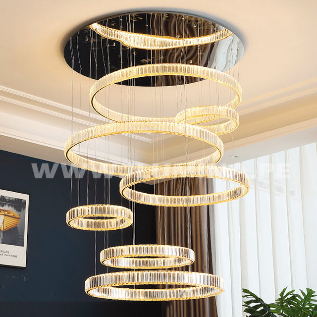 LÁMPARA COLGANTE PREMIUM MANHATTAN SILVER LED + CONTROL REMOTO