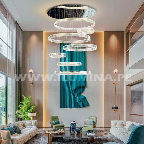 LÁMPARA COLGANTE PREMIUM MANHATTAN SILVER LED + CONTROL REMOTO