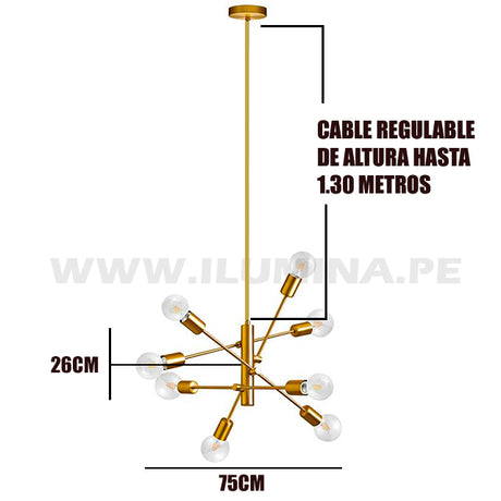 LÁMPARA COLGANTE AMOSIEL LED BRONCE + FOCO LED G95 FILAMENTO TRANSP 4W 2700K LUZ CÁLIDA