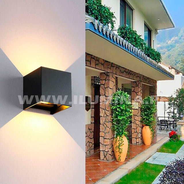 LÁMPARA DE EXTERIOR CUBE LED BLACK 6W LUZ CÁLIDA