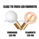 LÁMPARA COLGANTE OLENKA LED GOLD + FOCO LED G95 FILAMENTO TRANSP 4W 2700K LUZ CÁLIDA