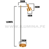 LÁMPARA DE PIE IRLANDA GOLD LED + FOCO LED 12W LUZ CÁLIDA