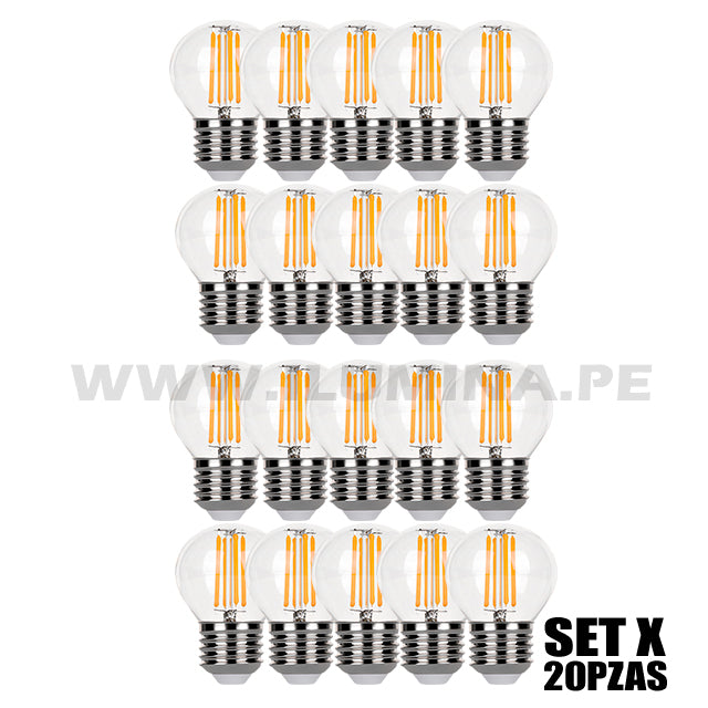 GRAN OFERTA DE PACK DE 20 LUCES PARA FOCOS DE GUIRNALDAS EN TECNOLOGIA LED DE 2W DE POTENCIA CON ACABADO TRANSPAREANTE.