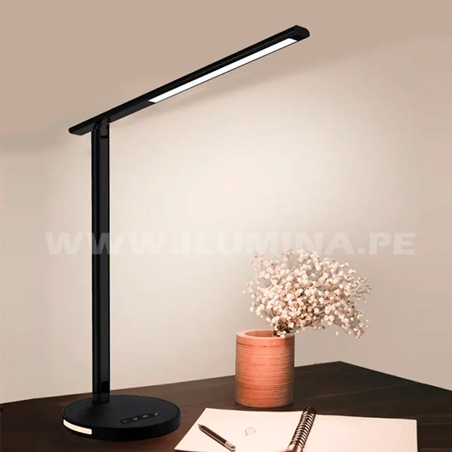 LÁMPARA DE ESCRITORIO LISBOA LUX BLACK LED DIMMABLE + CARGADOR INALÁMBRICO WIRELESS