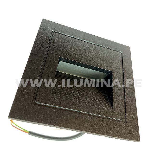 SPOT LUZ GUÍA DE PASO DE ESCALERA LED 2W ASIMETRICA NEGRO LUZ BLANCA