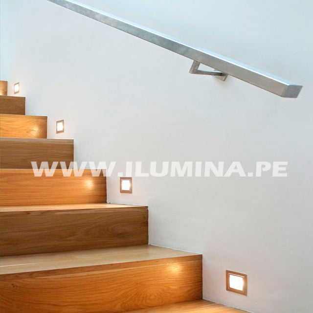 SPOT LUZ GUÍA DE PASO DE ESCALERA LED 2W SIMETRICA NEGRO LUZ BLANCA