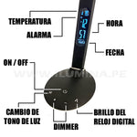 LÁMPARA DE ESCRITORIO ALANA LUX BLACK LED DIMMABLE + RELOJ DIGITAL CON ALARMA
