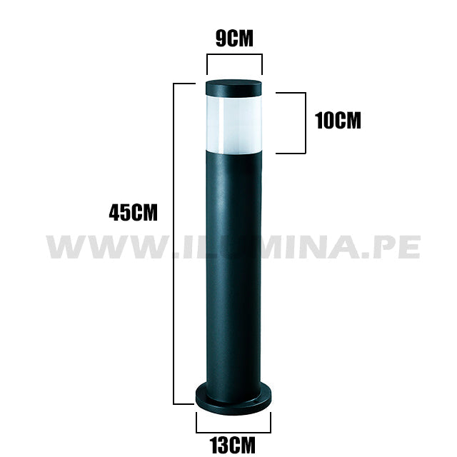 LÁMPARA DE EXTERIOR BOLARDO TUBE - 45CM ALT +FOCO LED