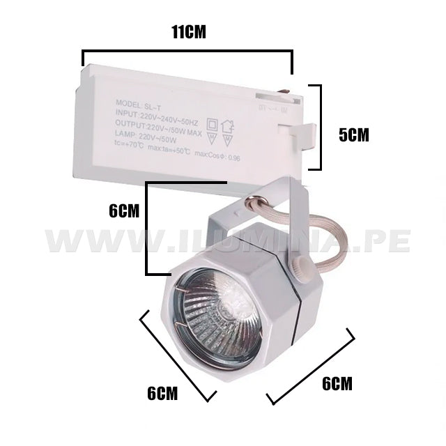 SPOT DE RIEL ANDREA WHITE  LED + DICROICO LED 6W LUZ BLANCA