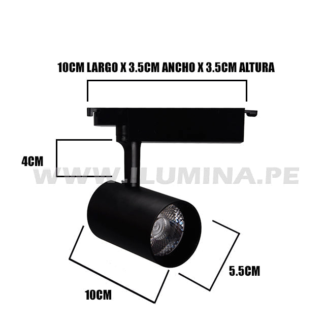 SPOT DE RIEL ROXY 12W LED LUZ CÁLIDA 3000K COLOR BLANCO