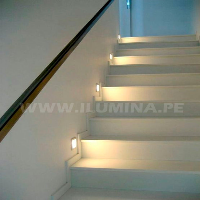 SPOT LUZ GUÍA DE PASO DE ESCALERA LED 3W SIMETRICA BLANCO CON SENSOR DE MOVIMIENTO LUZ CÁLIDA