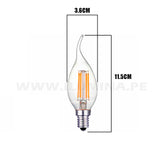 FOCO VELA E14 FILAMENTO 4W TRANSP CON COLA 2700K LUZ CÁLIDA ILUMINA